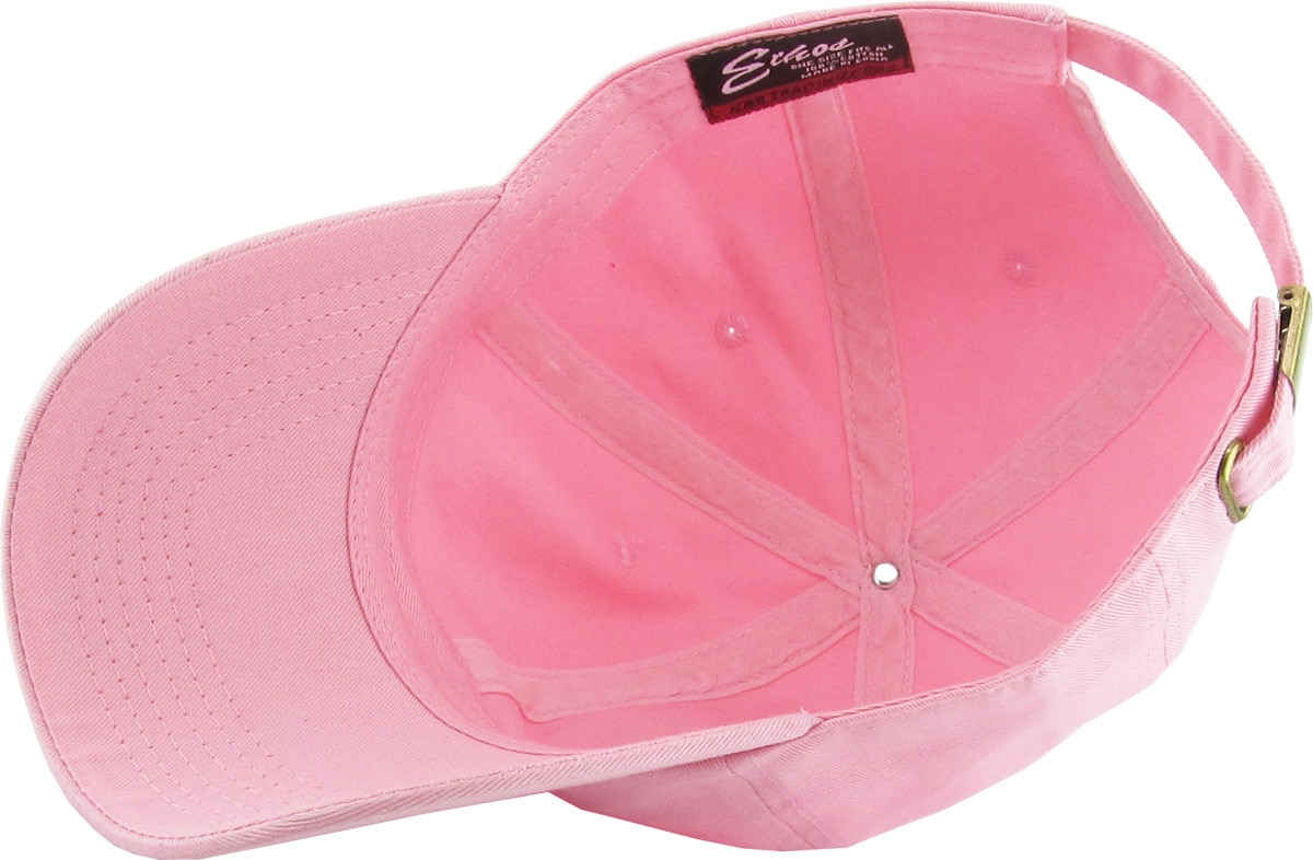 Pink Low Profile Baseball Caps Inside Turned Over View